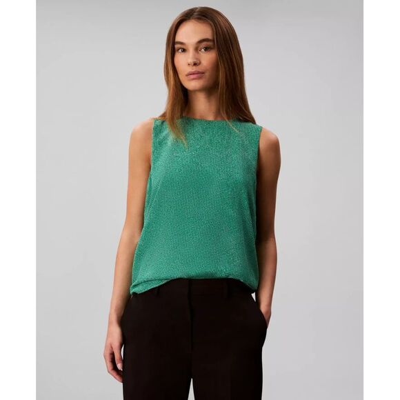 Calvin Klein Women's Top Sz M Printed Chiffon Sleeveless - Picture 1 of 3